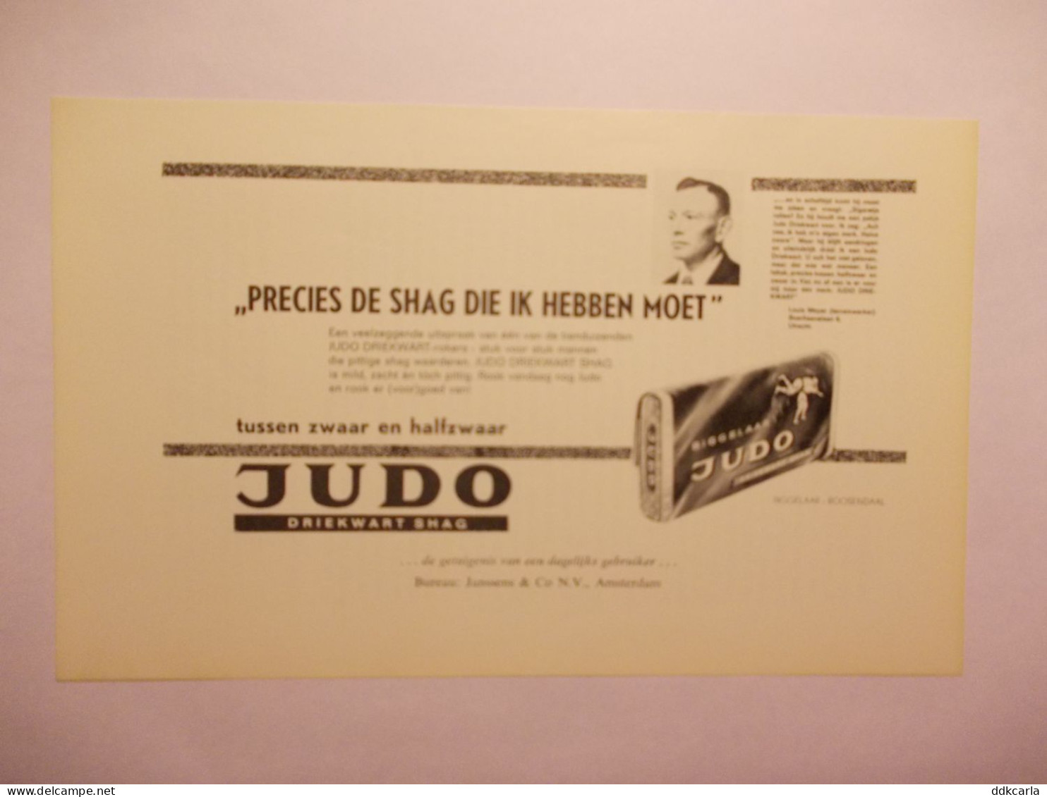 Reclame Advertentie Uit Oud Tijdschrift 1963 - Tussen Zwaar En Halfzwaar JUDO Driekwart Shag - Biggelaar Roosendaal - Pubblicitari