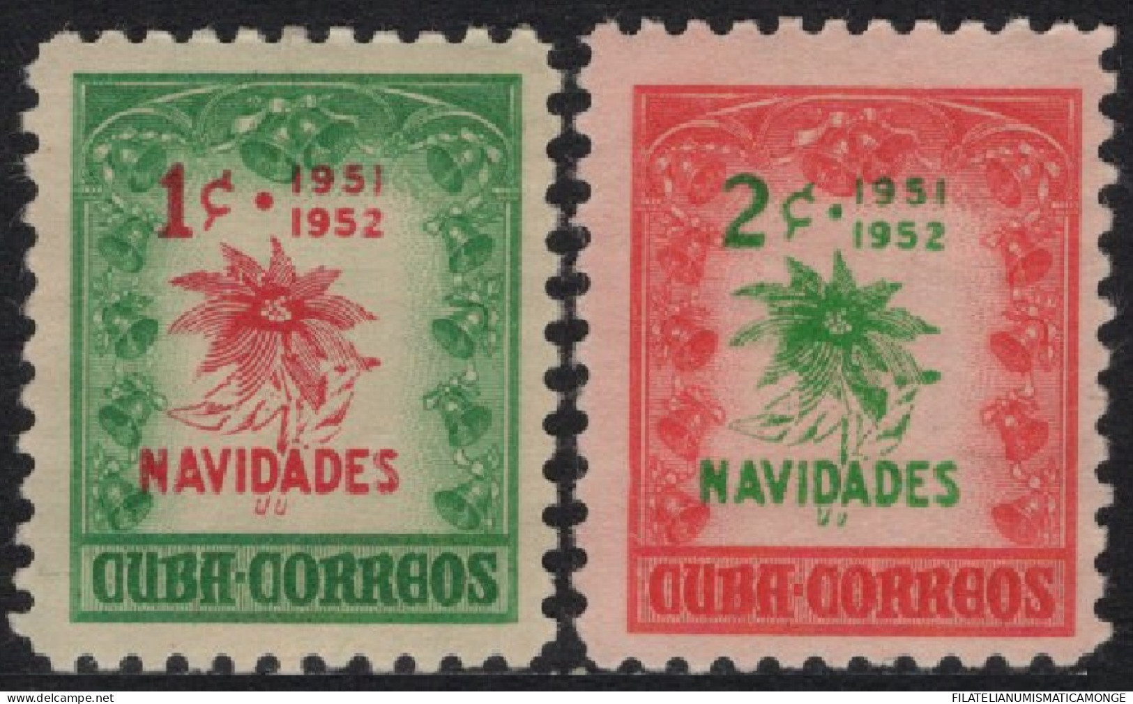 Cuba 1951 Correo 352A/B **/MNH Navidad / Filigrana.(2sellos) - Nuevos