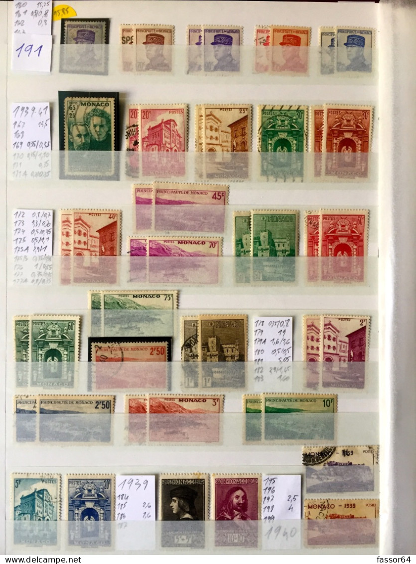 Monaco Lot 191 Neuf Et Oblitéré 1941/1948 Cote + 467 Euros - Other & Unclassified