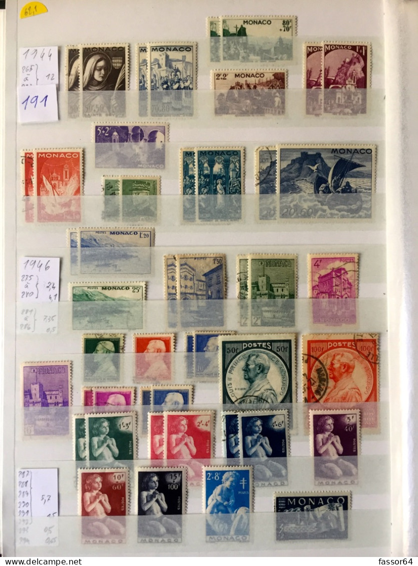 Monaco Lot 191 Neuf Et Oblitéré 1941/1948 Cote + 467 Euros - Otros & Sin Clasificación