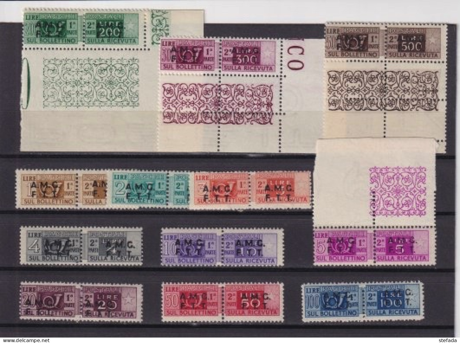 TRIESTE A  1947-48 SOPRAST:SU DUE RIGHE Pacchi Postali 12 Valori FIRMATI  ENZO DIENA MNH** - Postal And Consigned Parcels