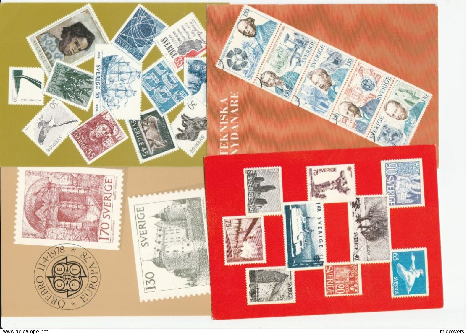 1969-79  4 EVENT Postcards Of SWEDISH STAMPS Sweden To Germany Cover Postcard - Storia Postale