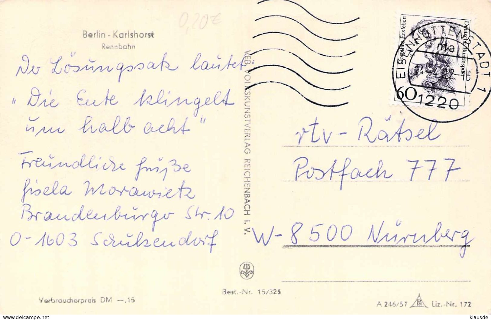 Berlin-Karlshorst - Rennbahn Gel.1982 - Treptow