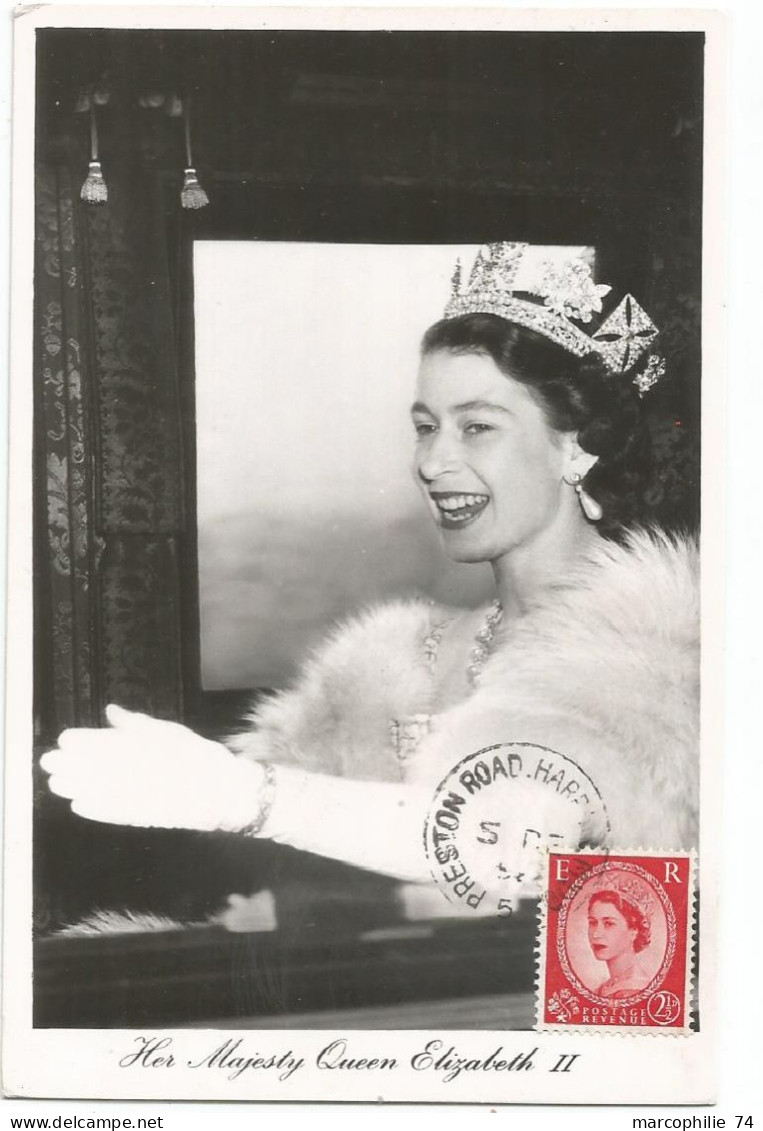 ENGLAND POST CARD MAXIMUM QUEEN ELIZABETH II 5 DE 1952 - Cartas Máxima