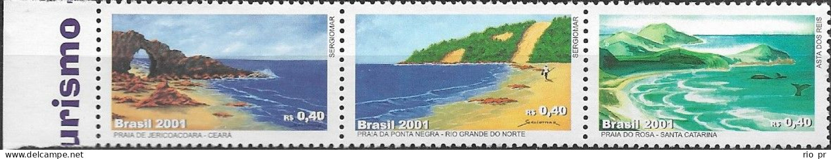 BRAZIL - STRIP OF THREE BRAZILIAN BEACHES 2001 - MNH - Other & Unclassified