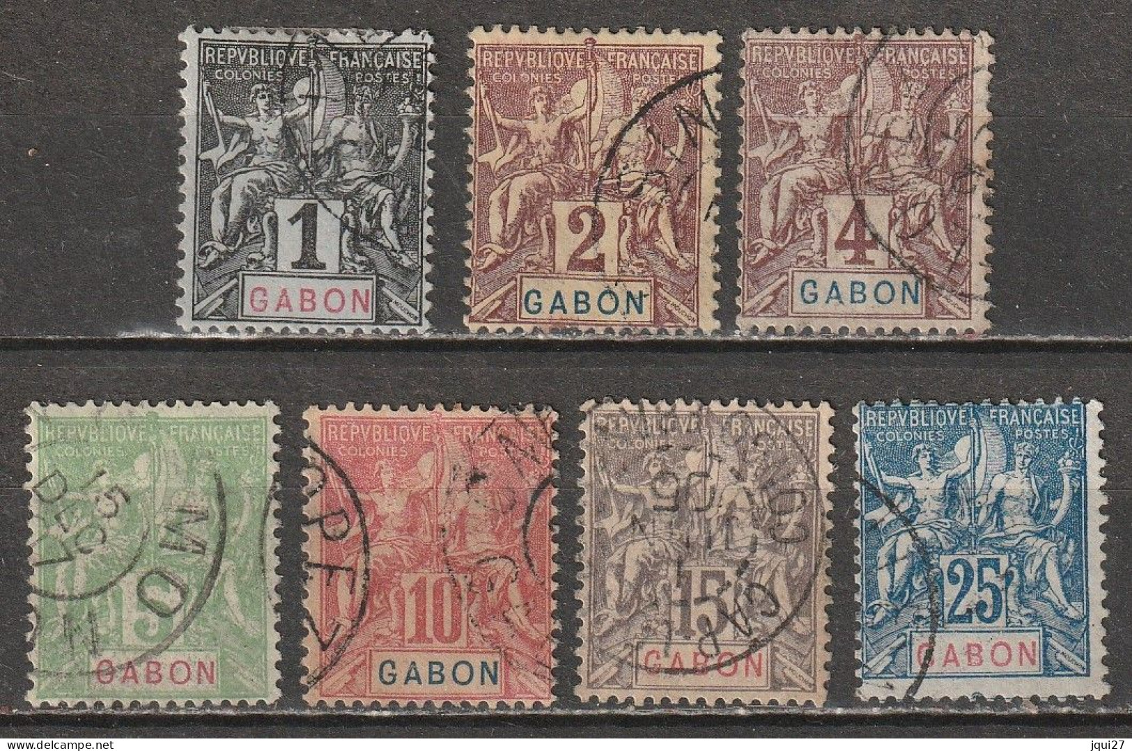 Gabon N° 16, 17, 18, 19, 20, 21, 23 - Oblitérés