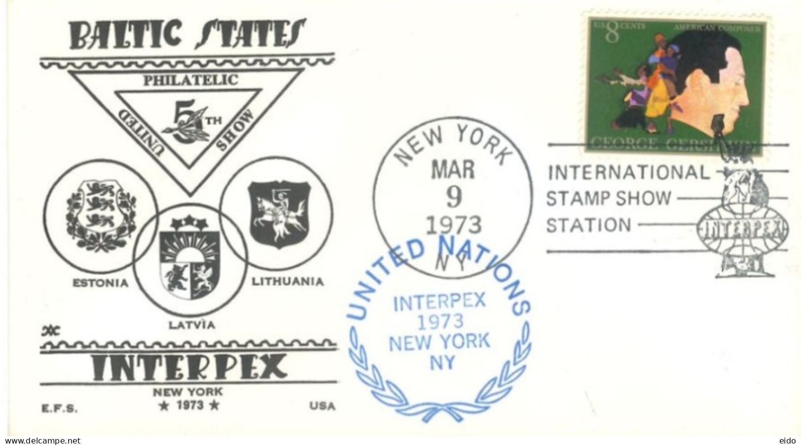 U.S.A.. -1973 -  SPECIAL STAMP COVER OF BALTIC STATES AT INTERPEX, NEW YORK. - Covers & Documents