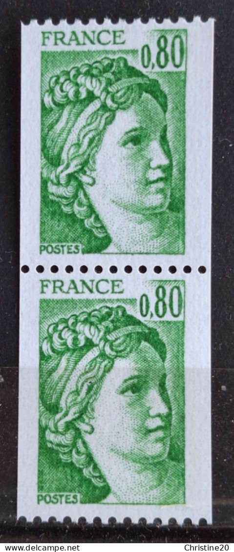 France 1977 N°1980 + N°1980a  **TB Cote 5€60 - Coil Stamps