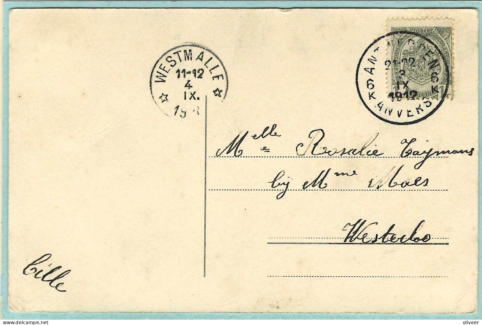 Postkaart Met Sterstempel WESTMALLE - 1912 - Postmarks With Stars