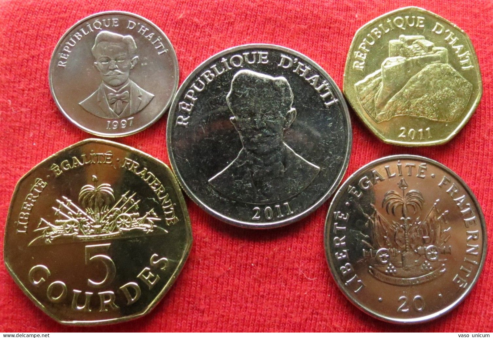 Haiti Set 5 20 50 Cent 1 5 Gourdes 1995 1997 2011 - Haïti