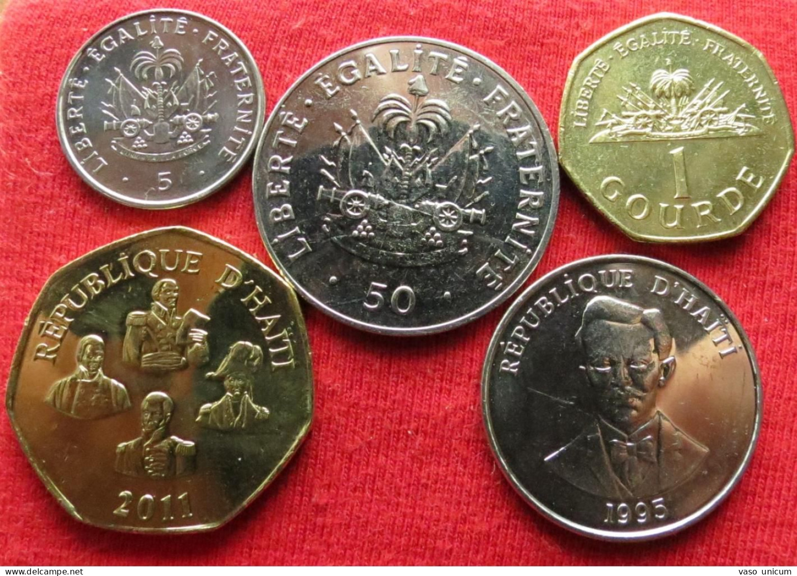 Haiti Set 5 20 50 Cent 1 5 Gourdes 1995 1997 2011 - Haití