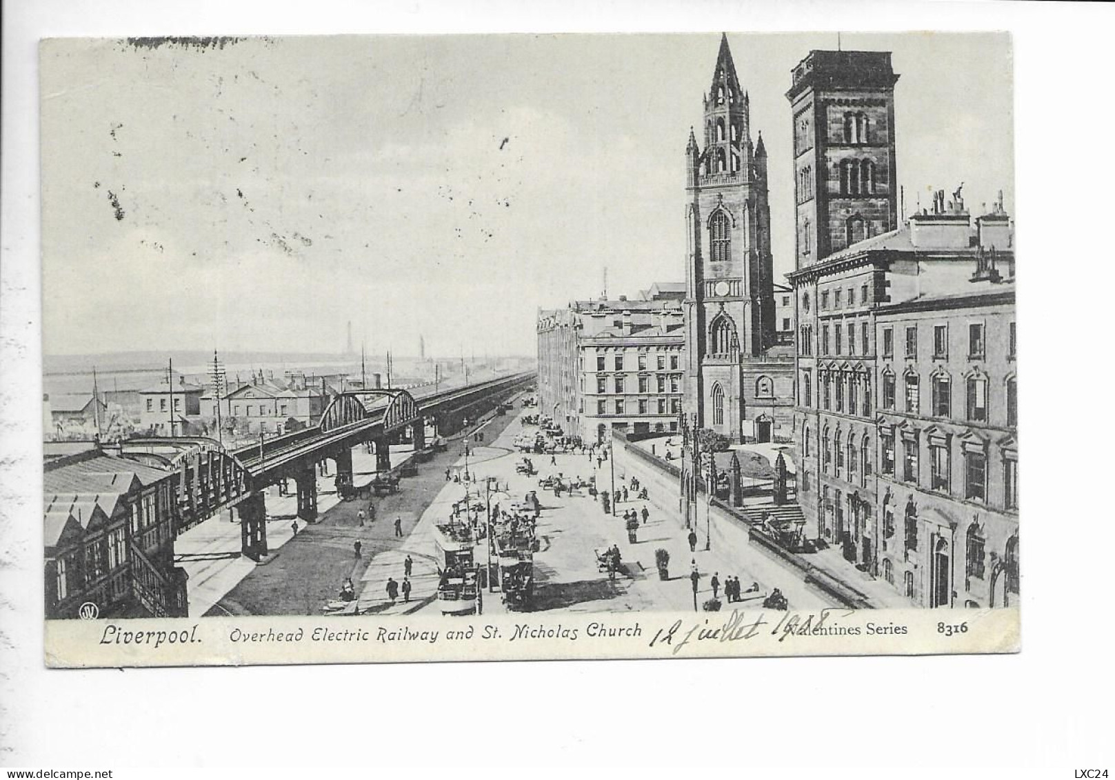 LIVERPOOL. OVERHEAD ELECTRIC RAILWAY AND ST. NICHOLAS CHURCH. - Liverpool