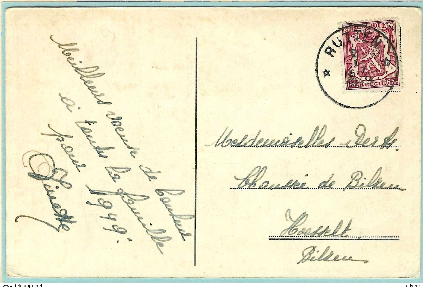 Postkaart Met Sterstempel RUTTEN - 1949 - Postmarks With Stars