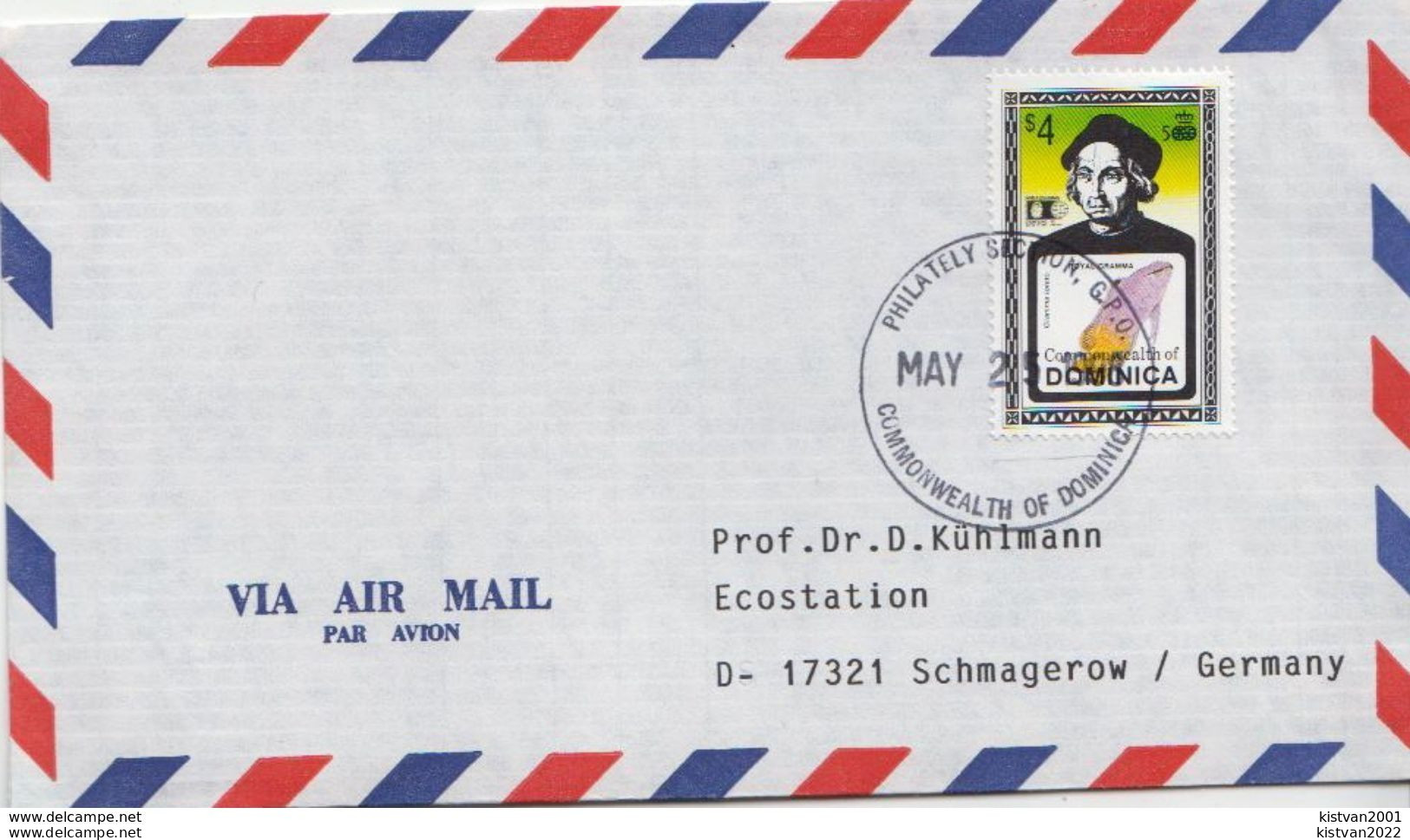 Postal History: Dominica Stamp On Cover - Christoph Kolumbus