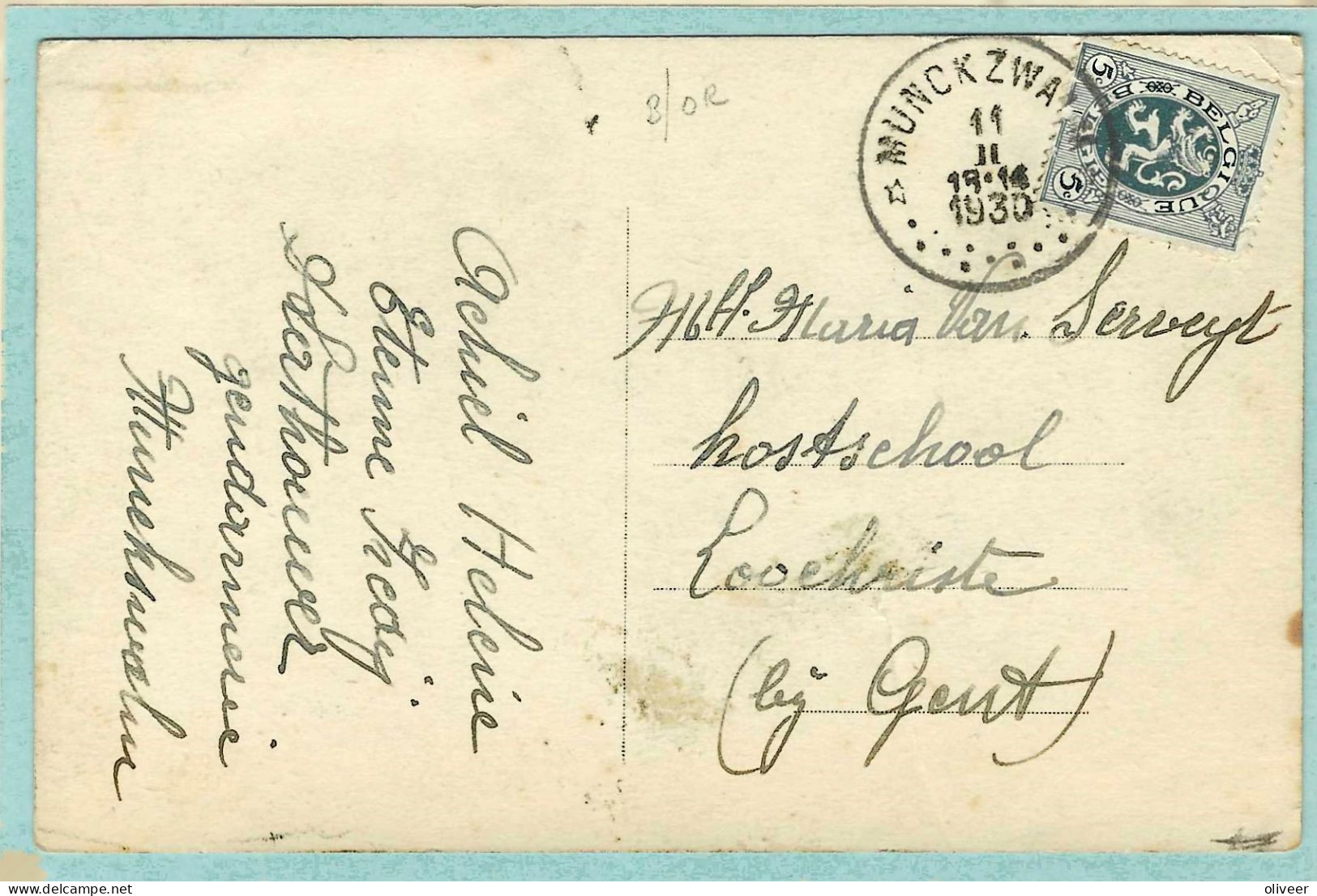 Postkaart Met Sterstempel MUNCKZWALM - 1930 - Bolli A Stelle