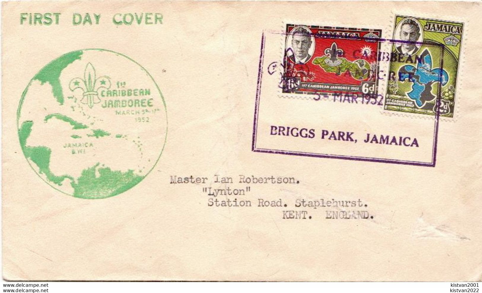 Postal History: Jamaica Used FDC - Covers & Documents