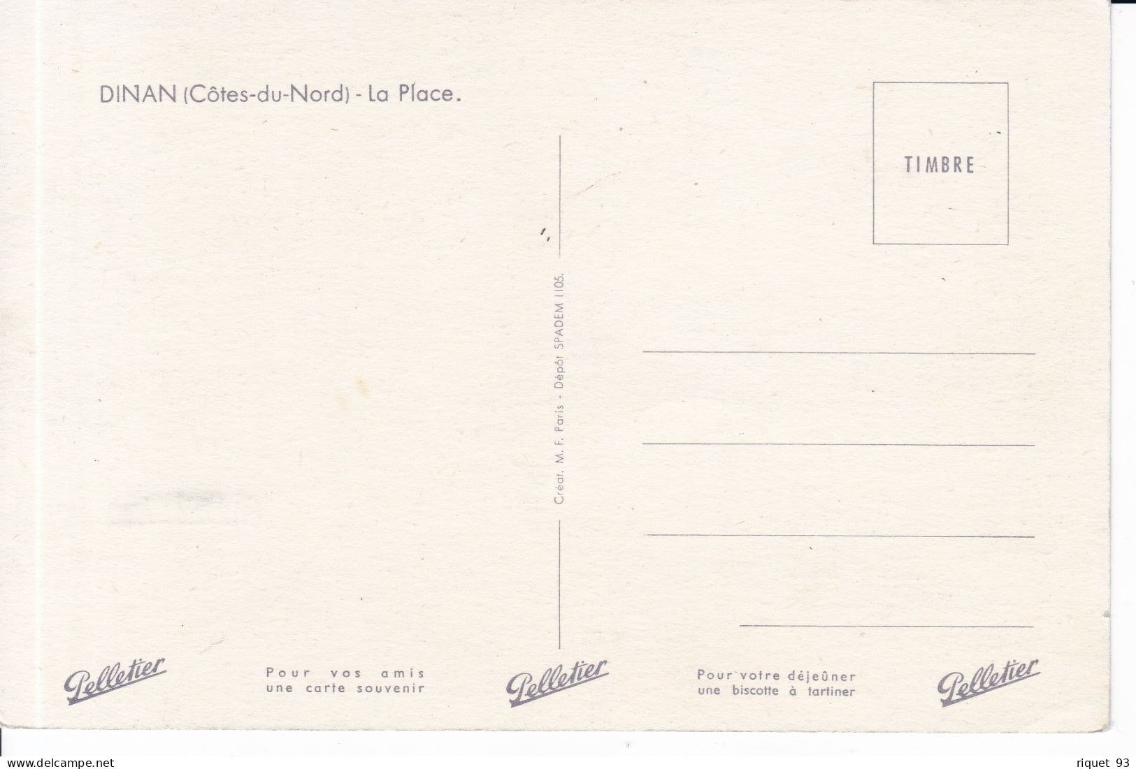 DINAN ( Côte Du Nord) - La Place Carte éditée Par Les Biscottes "Pelletier" - Werbepostkarten