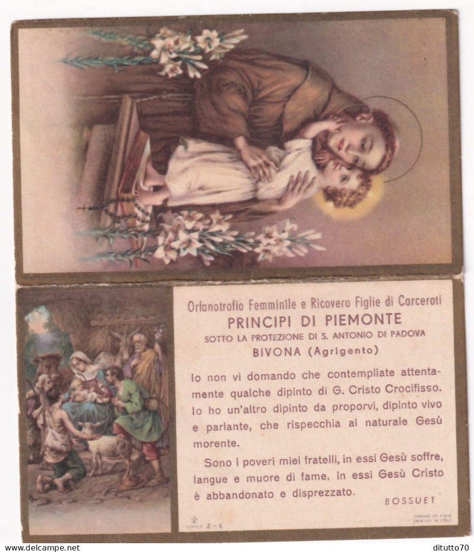 Calendarietto - Orfanotrofio Femminile E Ricovero Di Carcerati Principi Di Piemonte - Sotto La Protezione Di S.antantoni - Formato Piccolo : 1921-40