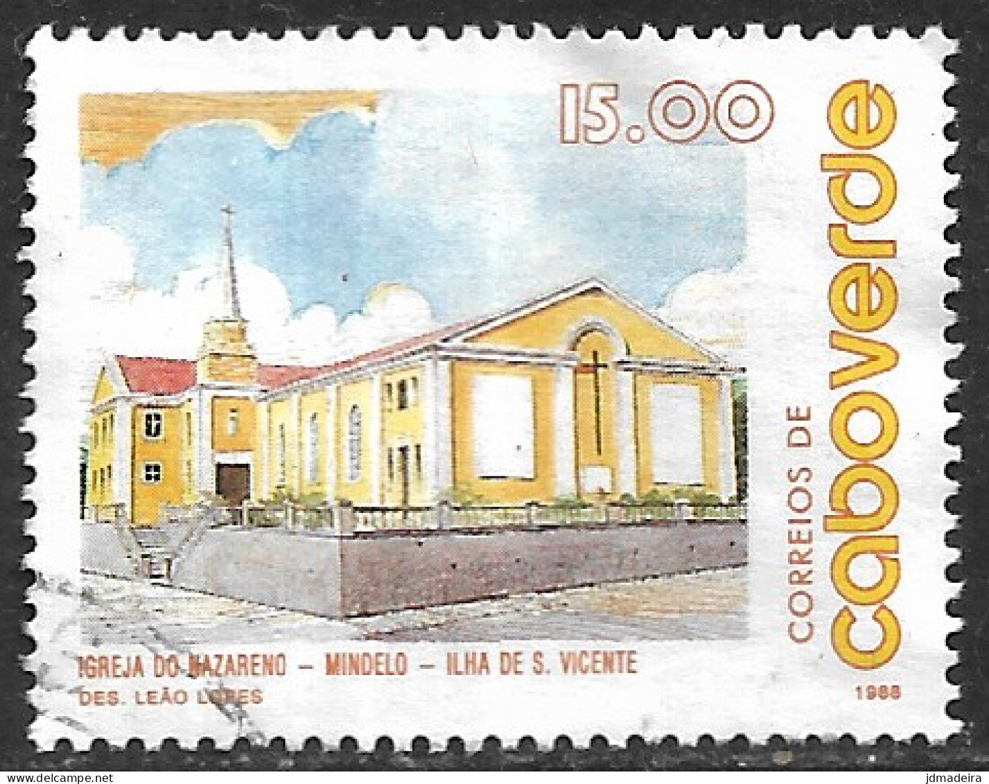 Cabo Verde – 1988 Churches 15.00 Used Stamp - Cape Verde