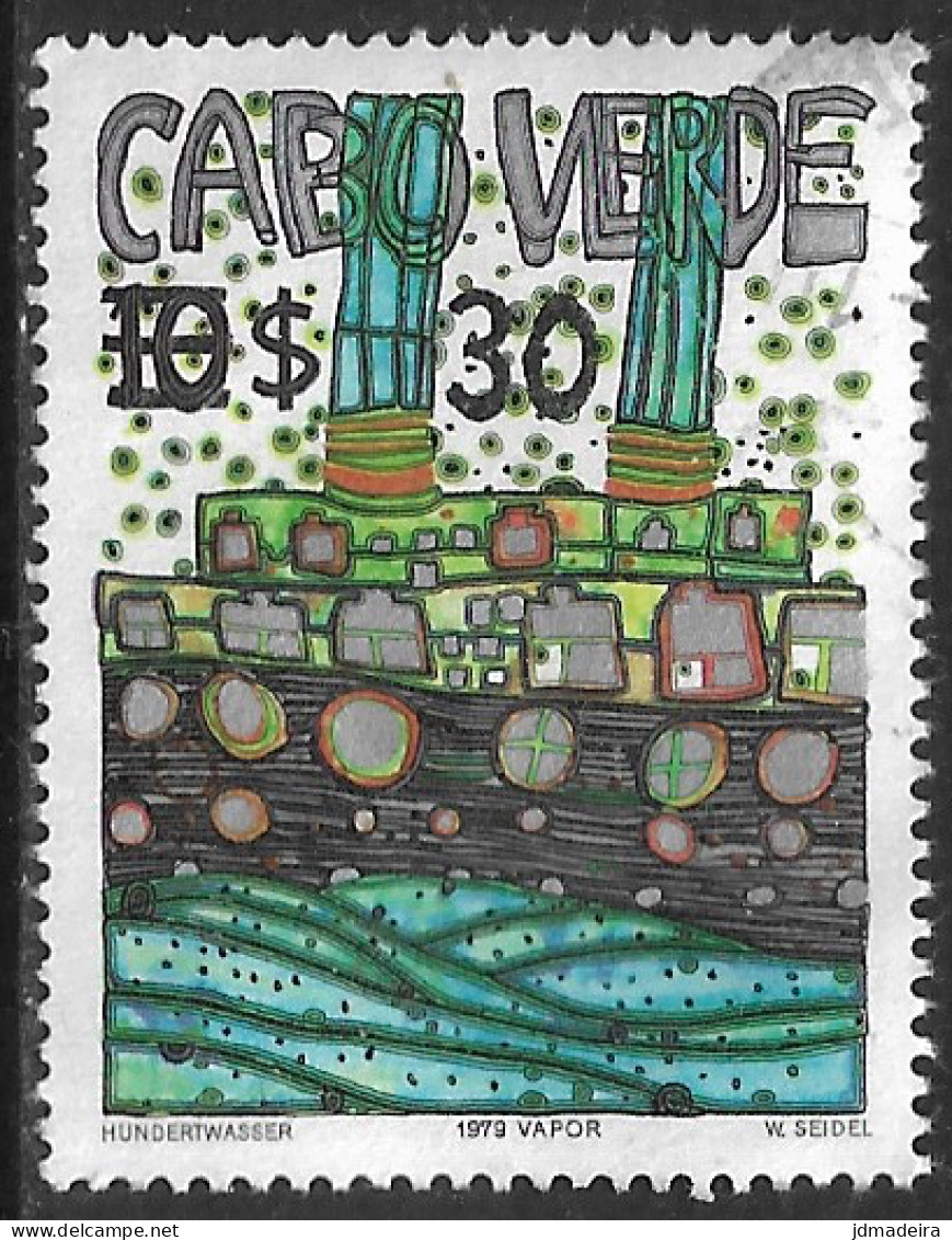 Cabo Verde – 1985 Steamboat Surcharged 30 Over 10$ Used Stamp - Islas De Cabo Verde