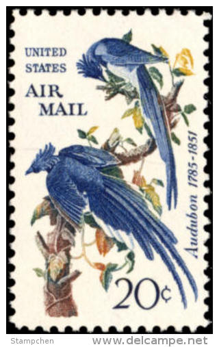 1967 USA John James Audubon 20c Air Mail Stamp Sc#c71 Famous Artist Painting Bird Magpie Tree - 3b. 1961-... Unused