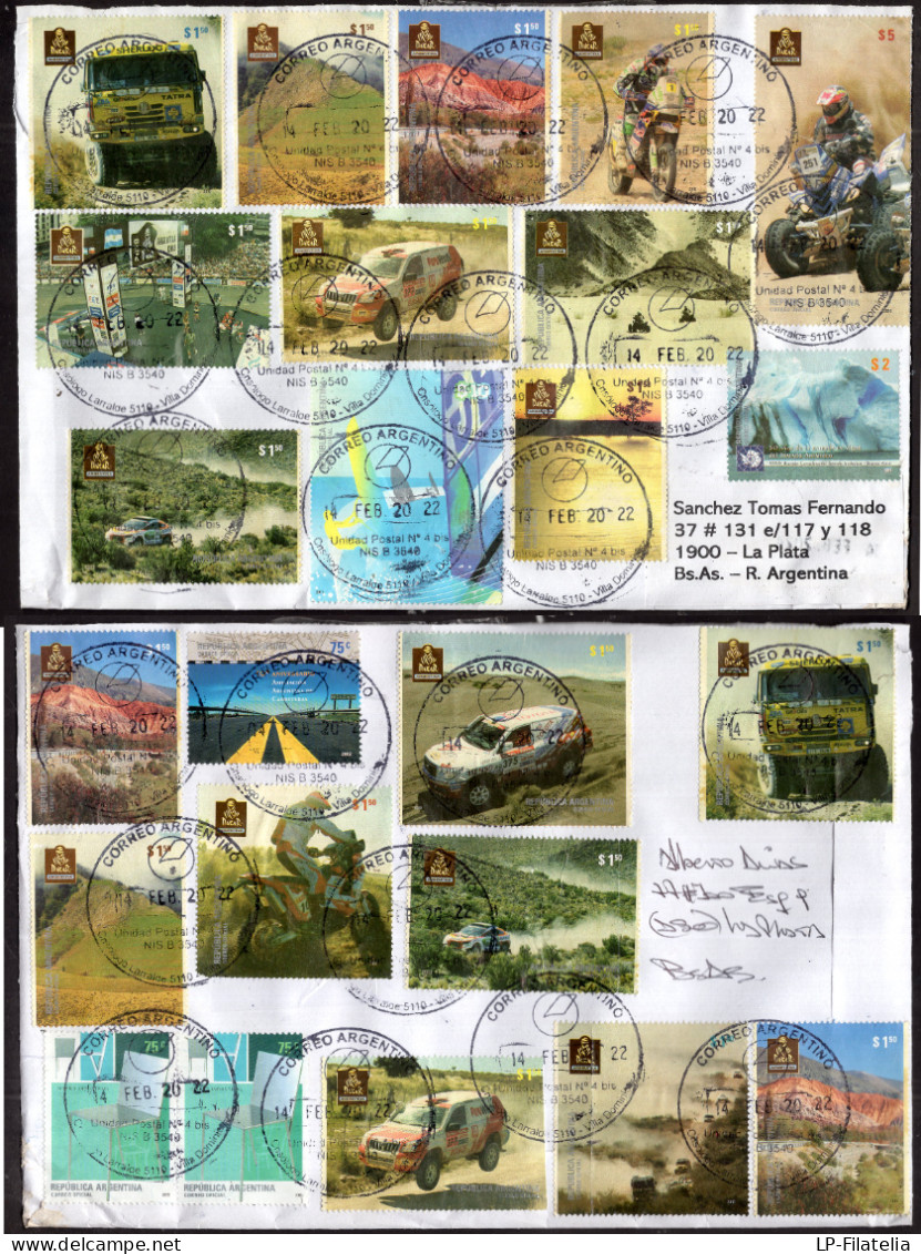 Argentina - 2022 - Lettre - Diverse Stamps - Modern Stamps - Rally Dakar - Lettres & Documents