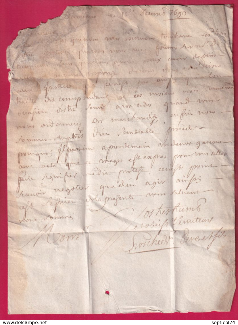 LETTRE DE AMIENS SOMME 1693 POUR MONT RROYAL MOSELLE ALLEMAGNE LETTRE - ....-1700: Précurseurs