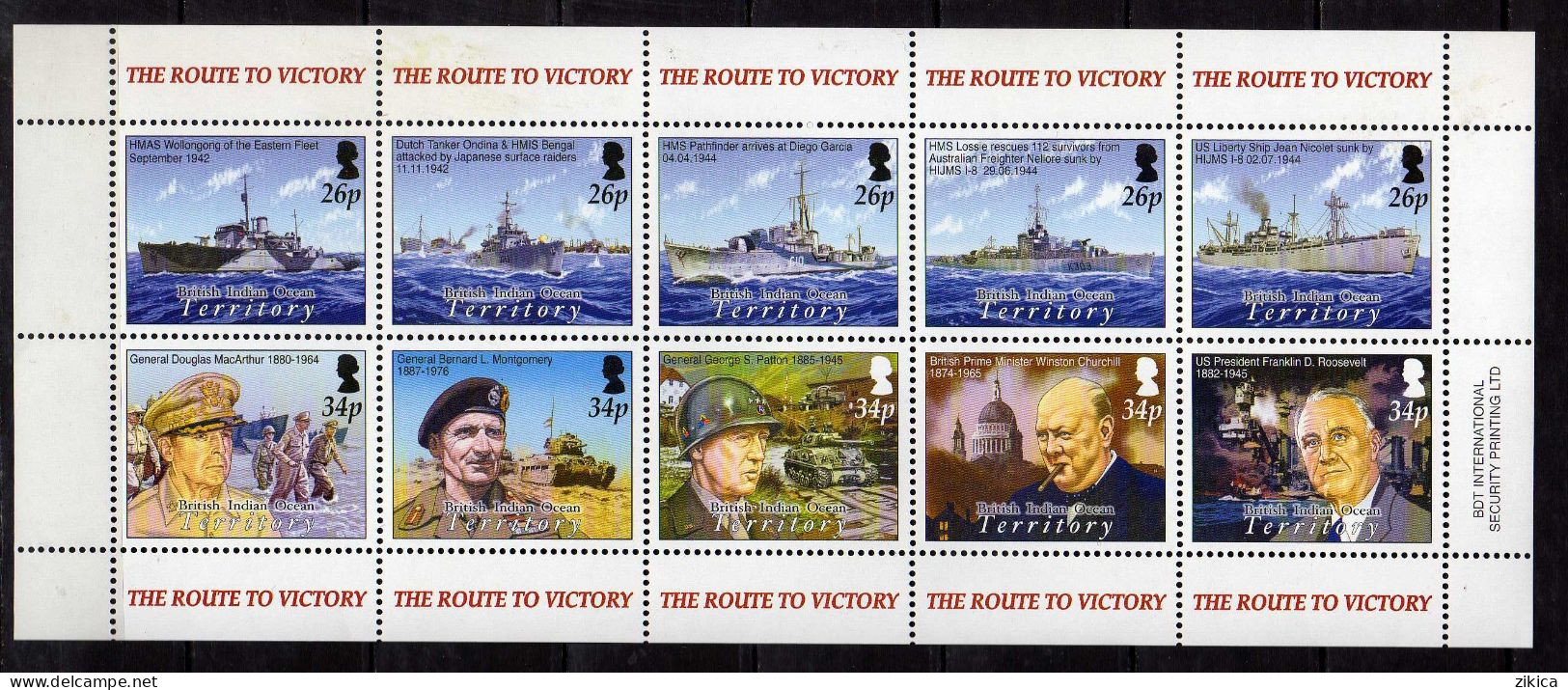 British Indian Ocean Territory (BIOT) - 2005 Ships & Personalities - The 60th Ann. Of The Ending  Of The WW II M/S MNH** - British Indian Ocean Territory (BIOT)