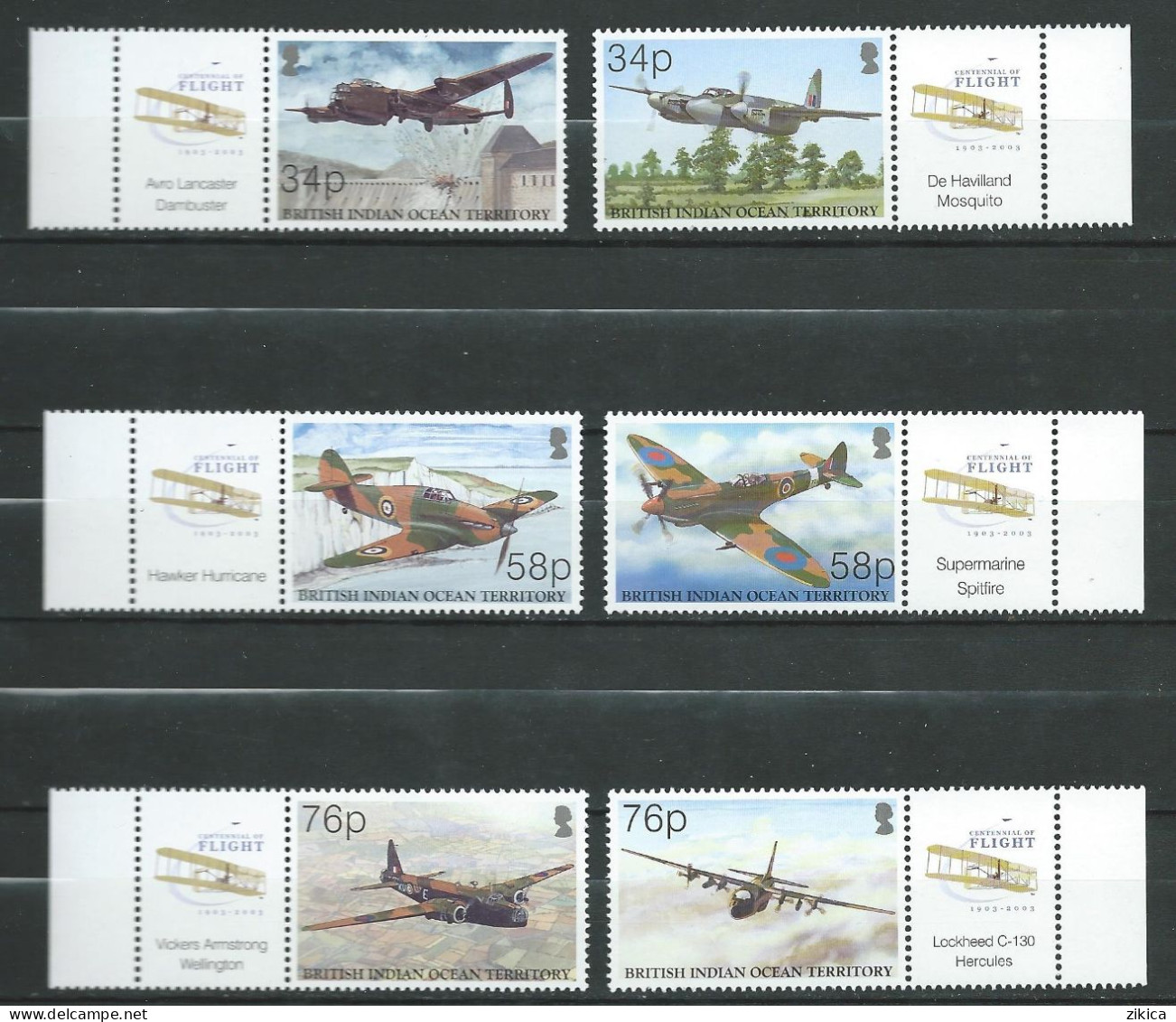 British Indian Ocean Territory (BIOT) - 2003 Airplanes - The 100th Anniversary Of Powered Flight. MNH** - Territoire Britannique De L'Océan Indien