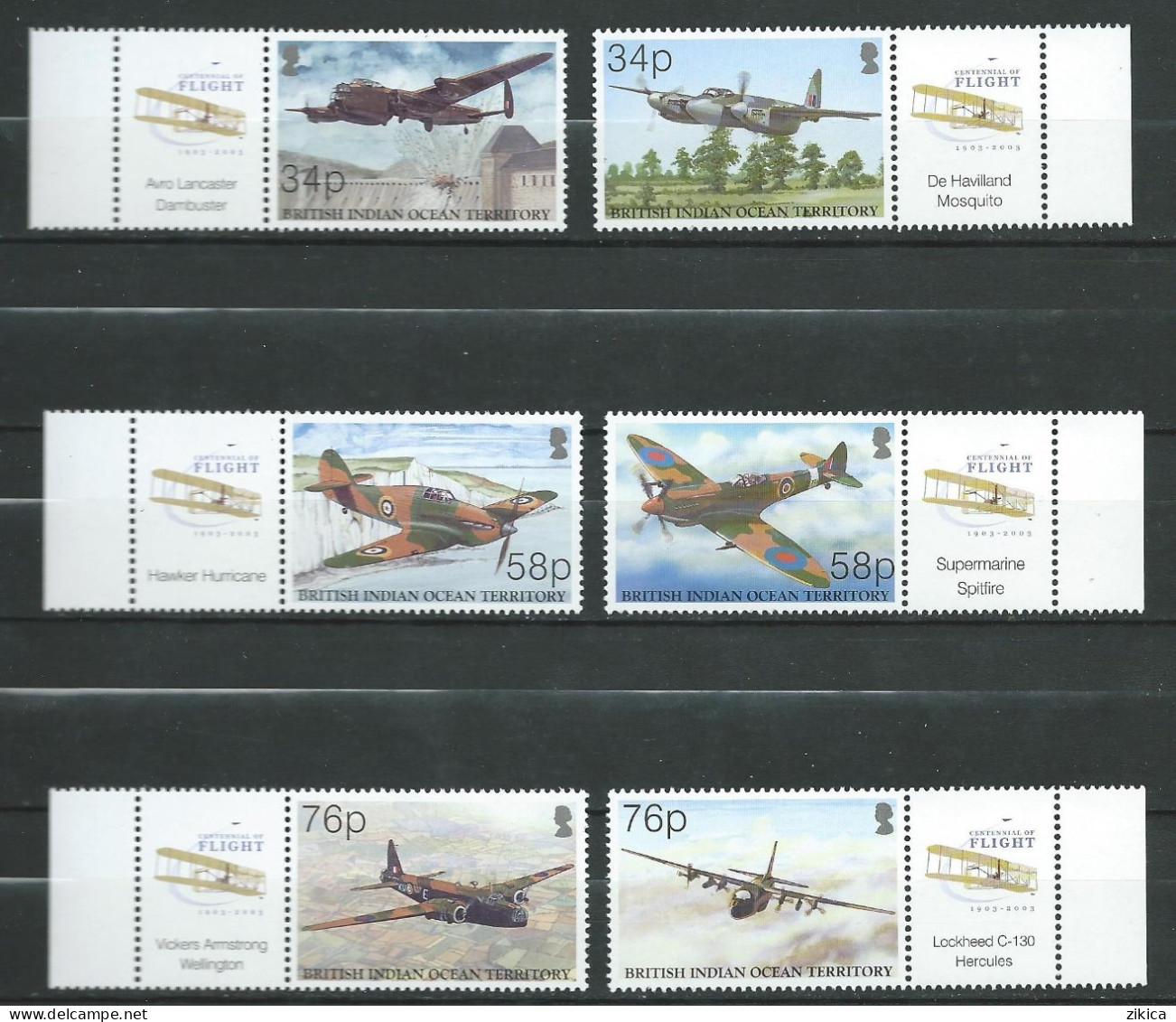 British Indian Ocean Territory (BIOT) - 2003 Airplanes - The 100th Anniversary Of Powered Flight. MNH** - Brits Indische Oceaanterritorium