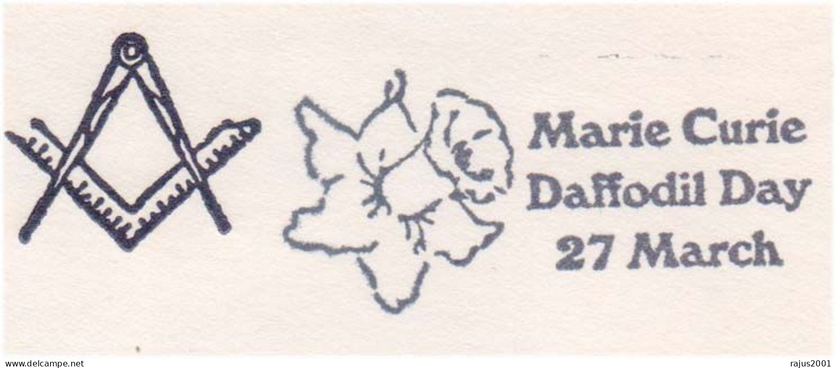 Radium Lodge No. 4031, Marie Curie Daffodil Day, Discovery Of Radium & Polonium, Freemasonry Masonic Only 100 Cover Made - Vrijmetselarij