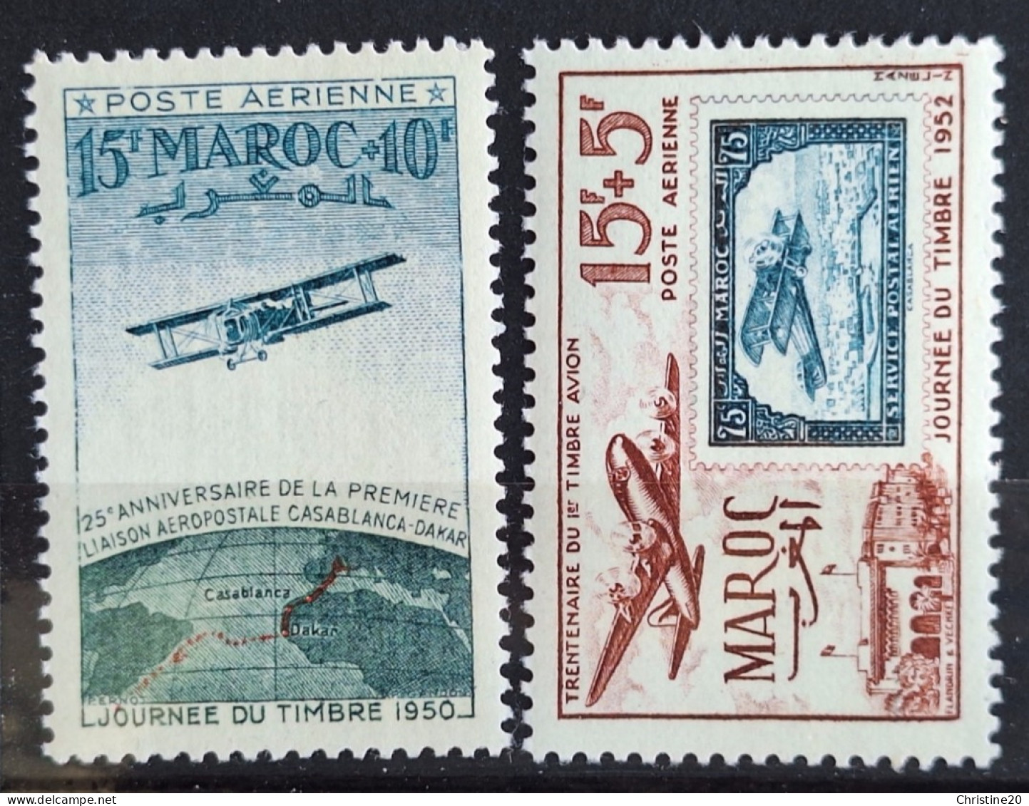 Maroc 1952 PA74 + PA84 **TB Cote 7€ - Luftpost