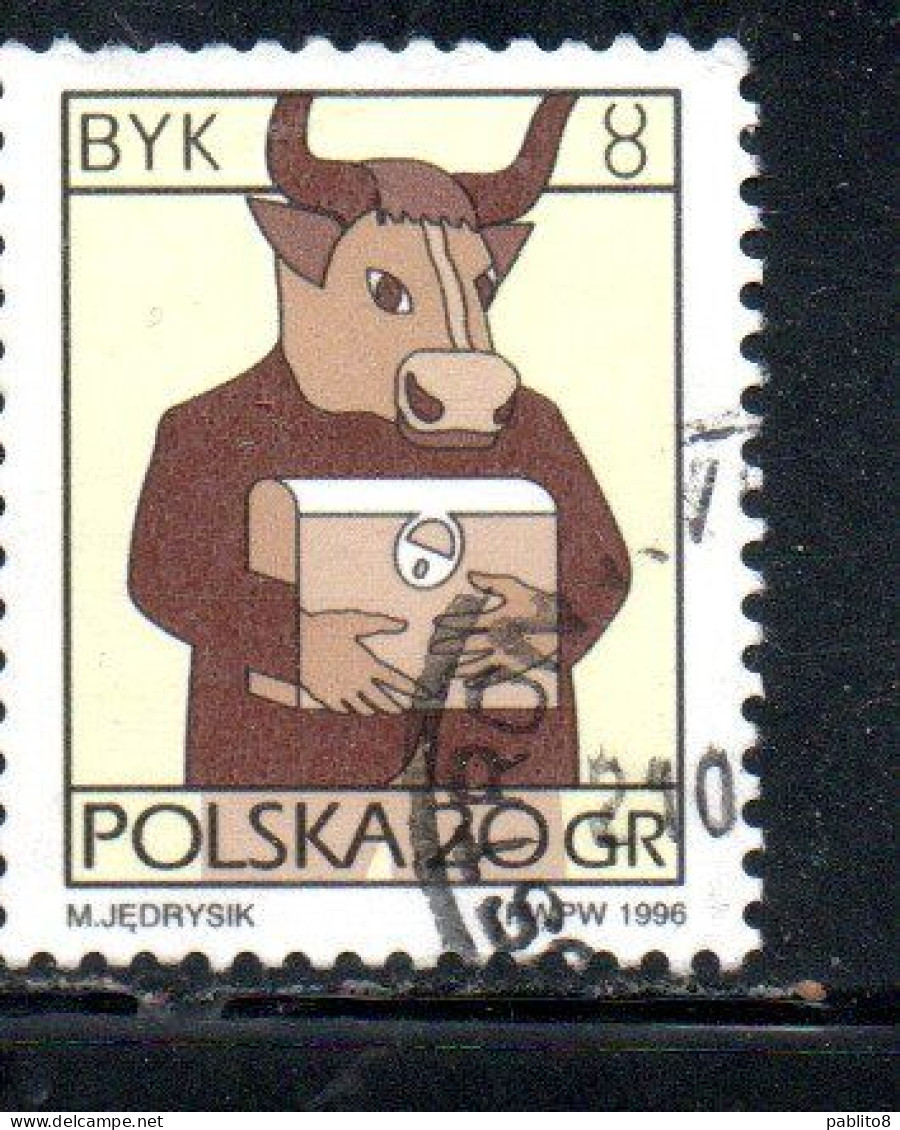 POLONIA POLAND POLSKA 1996 SIGNS OF THE ZODIAC TAURUS 20g USED USATO OBLITERE' - Used Stamps