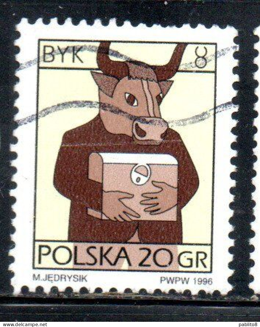 POLONIA POLAND POLSKA 1996 SIGNS OF THE ZODIAC TAURUS 20g USED USATO OBLITERE' - Used Stamps