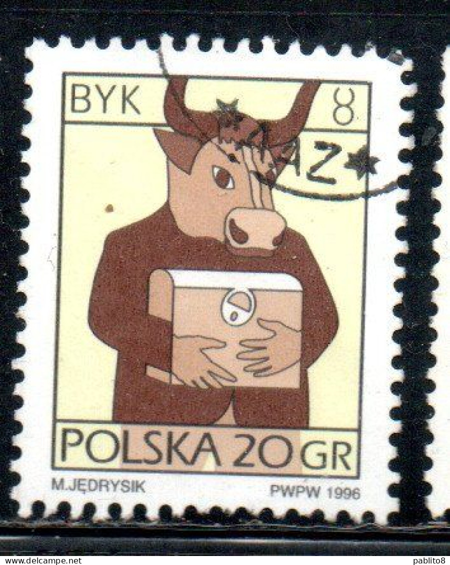 POLONIA POLAND POLSKA 1996 SIGNS OF THE ZODIAC TAURUS 20g USED USATO OBLITERE' - Used Stamps