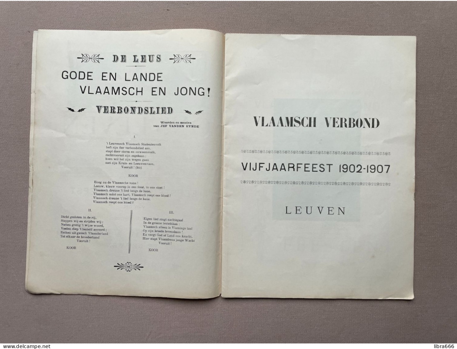1907  Studentenblad  ONS LEVEN LOVEN  Eerste Vijfjaarfeest Van Het Algemeen Studentengenootschap VLAAMSCH VERBOND Leuven - Scolaire