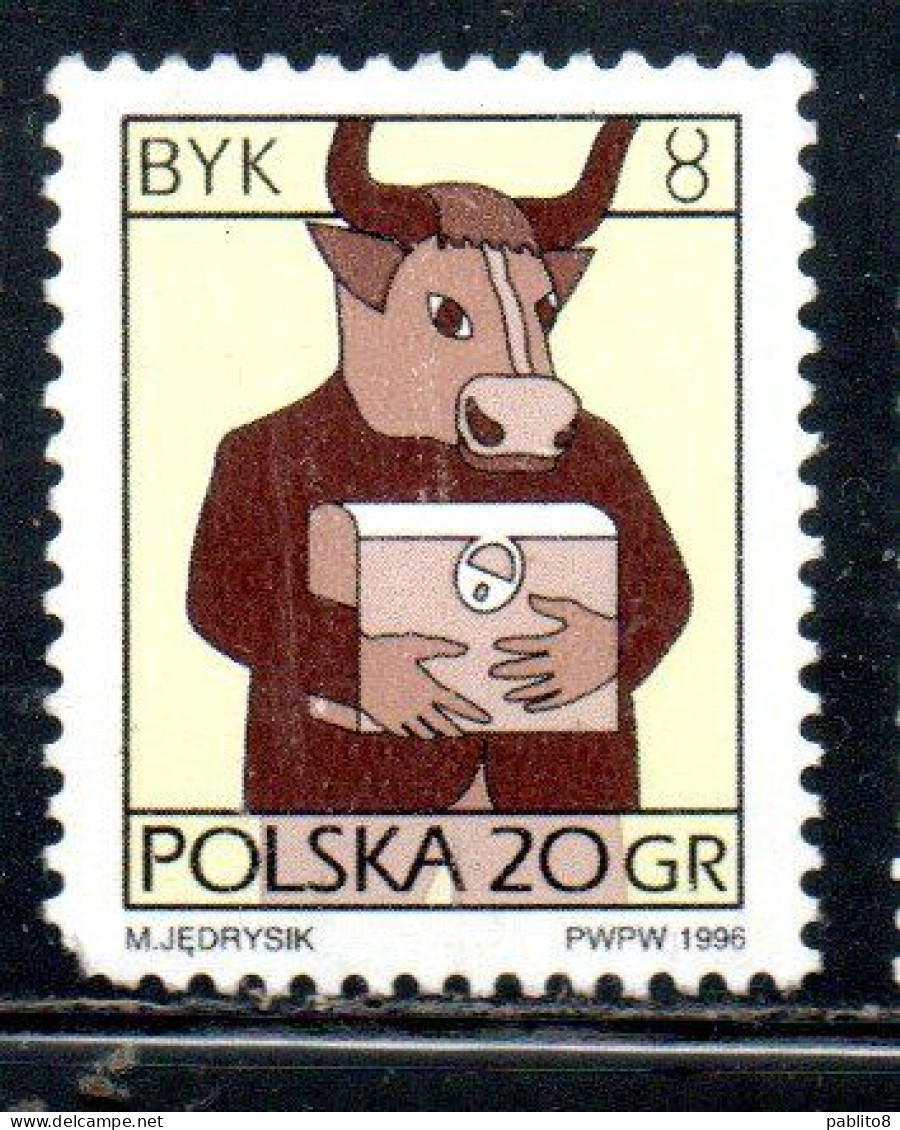 POLONIA POLAND POLSKA 1996 SIGNS OF THE ZODIAC TAURUS 20g USED USATO OBLITERE' - Used Stamps