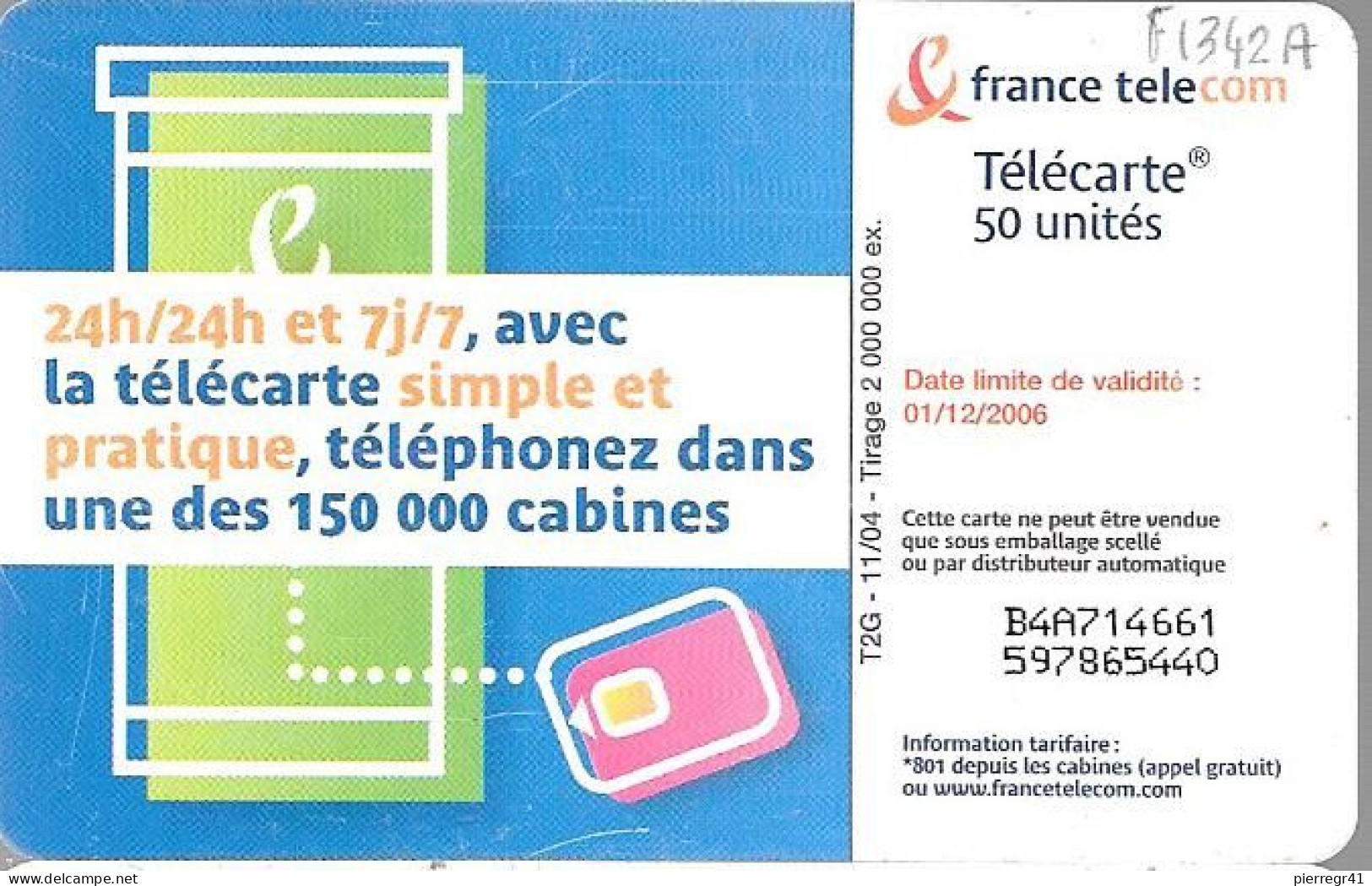 TC-PUBLIC-F1342 A-50U-GEM2-11/04-CABINE GARCON-%308000-UTILISE-TBE- - 2005