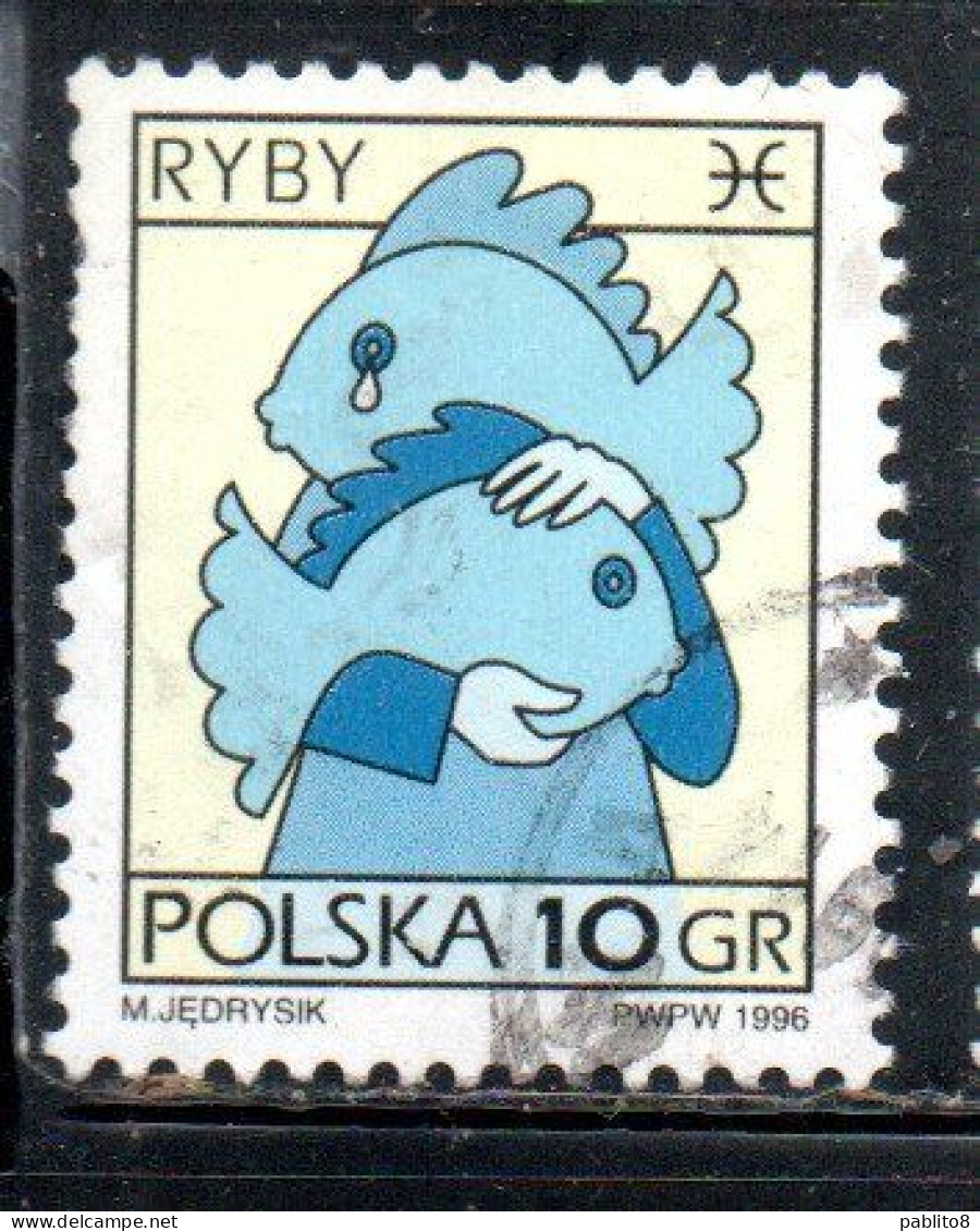 POLONIA POLAND POLSKA 1996 SIGNS OF THE ZODIAC PISCES 10g USED USATO OBLITERE' - Used Stamps