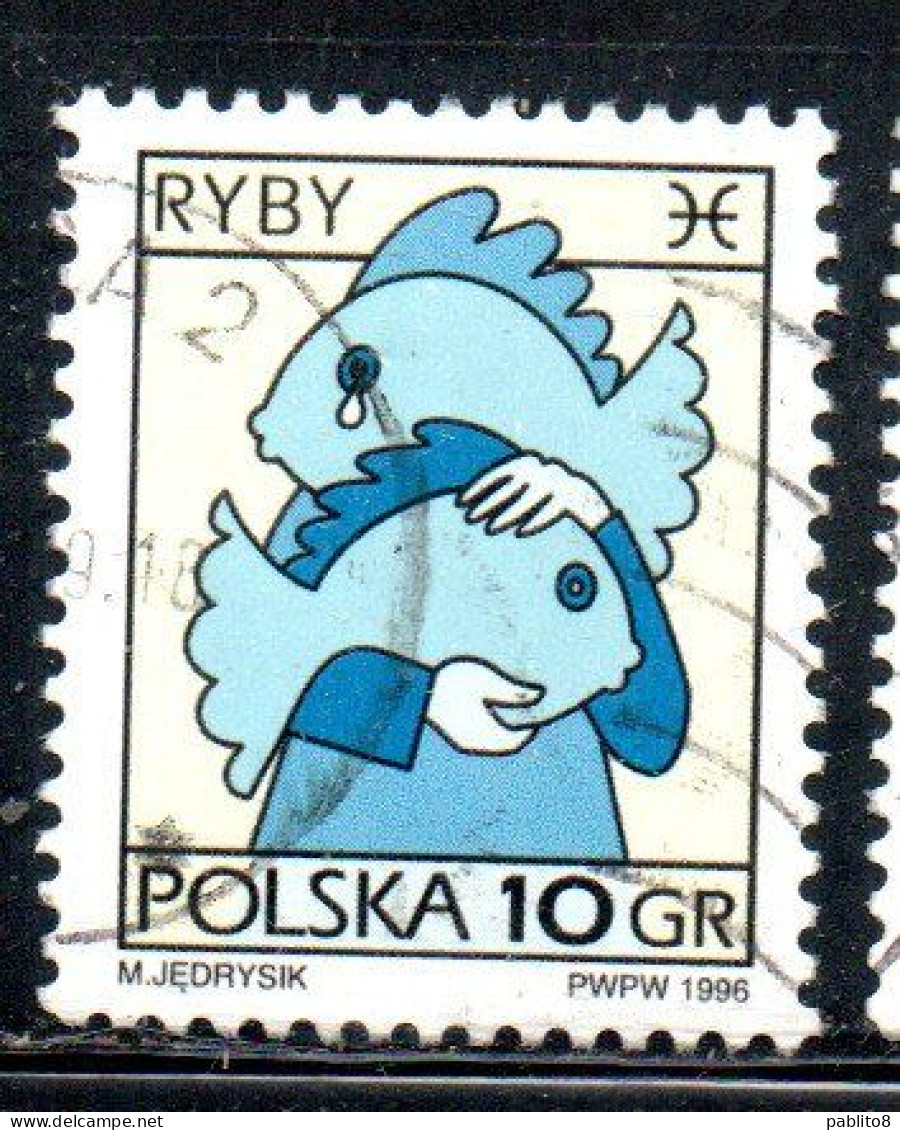 POLONIA POLAND POLSKA 1996 SIGNS OF THE ZODIAC PISCES 10g USED USATO OBLITERE' - Used Stamps