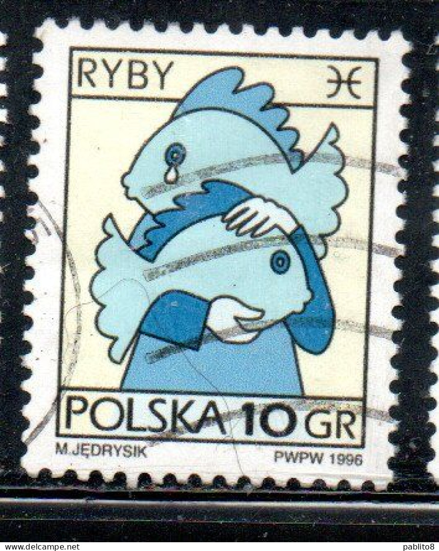 POLONIA POLAND POLSKA 1996 SIGNS OF THE ZODIAC PISCES 10g USED USATO OBLITERE' - Used Stamps