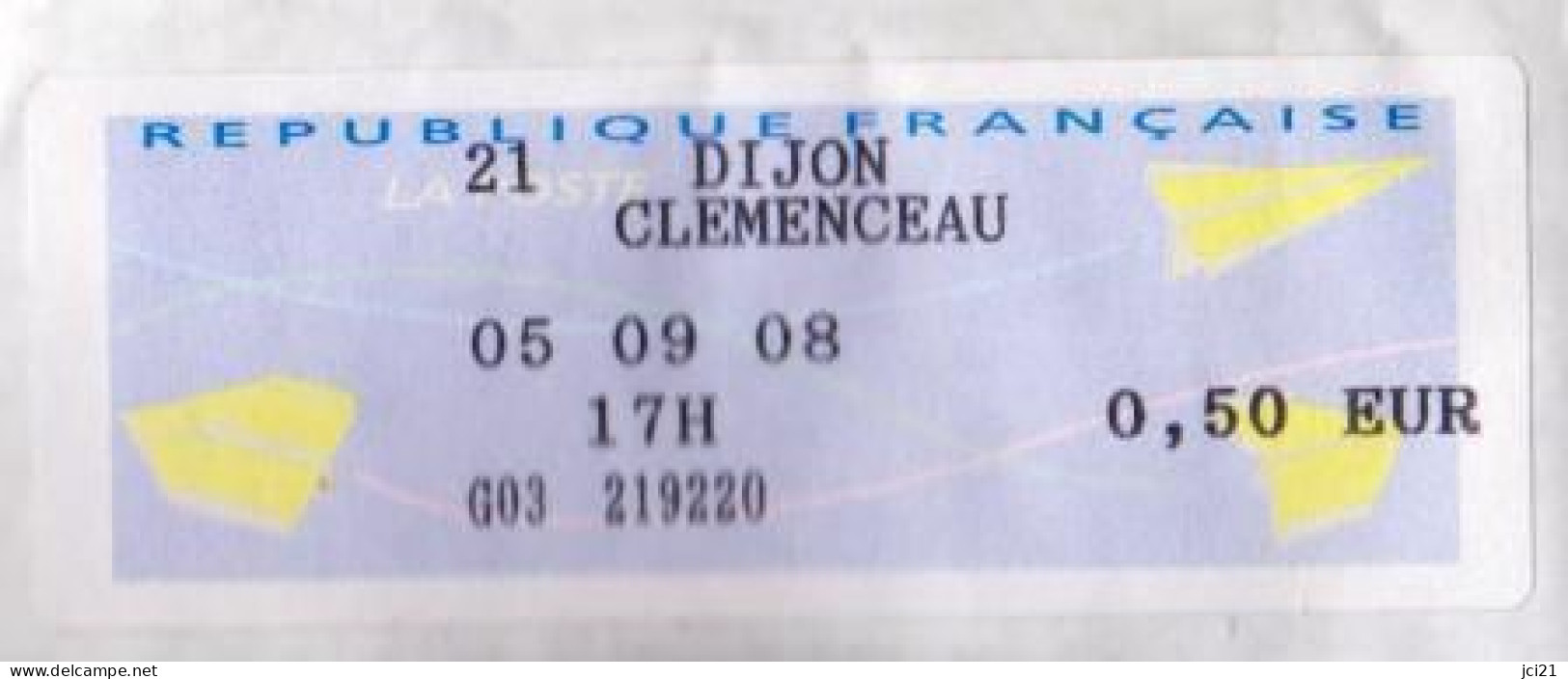Vignette, Étiquette De Guichet " 21 DIJON CLEMENCEAU "  Fragment _E500 - 2000 Type « Avions En Papier »