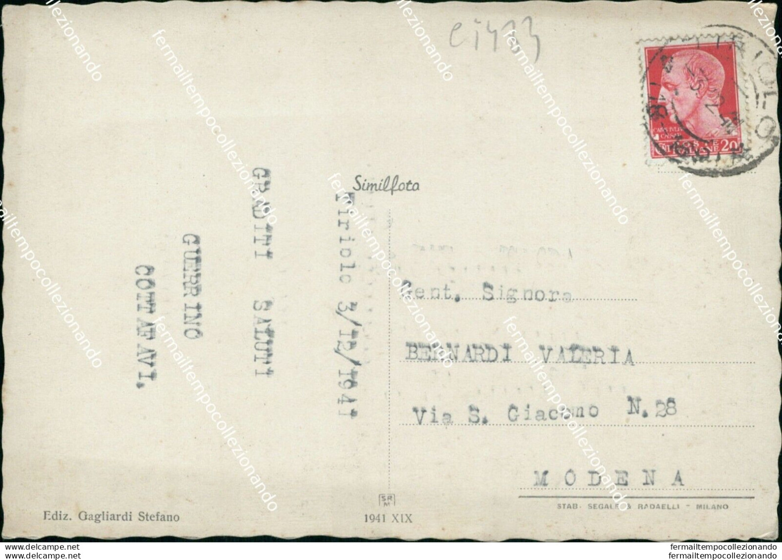 Ci483 Cartolina Tiriolo Piazza Umberto I Provincia Di Catanzaro 1941 - Catanzaro