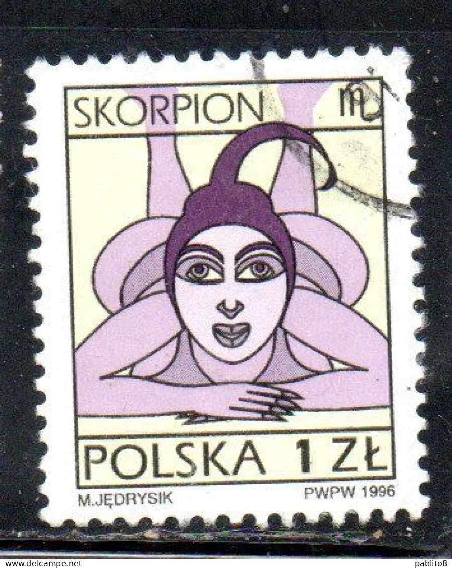 POLONIA POLAND POLSKA 1996 SIGNS OF THE ZODIAC SCORPIO 1z USED USATO OBLITERE' - Gebruikt