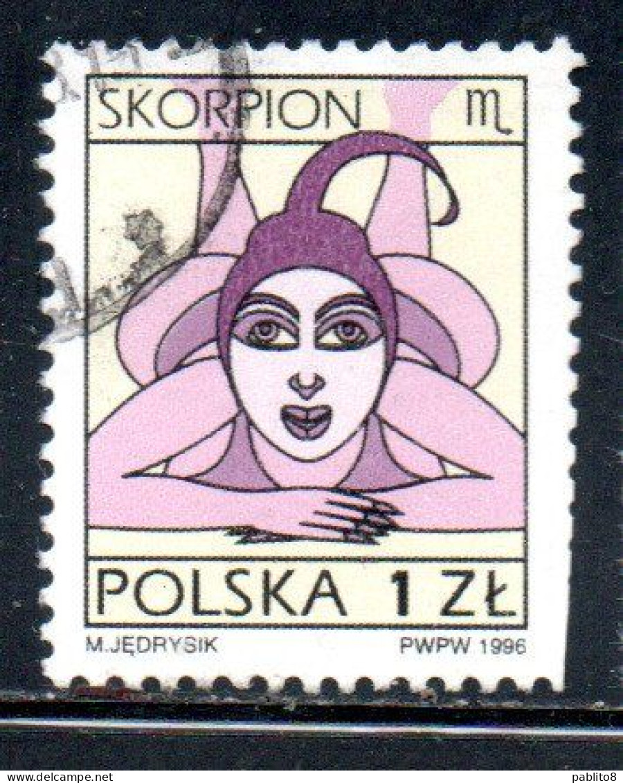 POLONIA POLAND POLSKA 1996 SIGNS OF THE ZODIAC SCORPIO 1z USED USATO OBLITERE' - Gebraucht