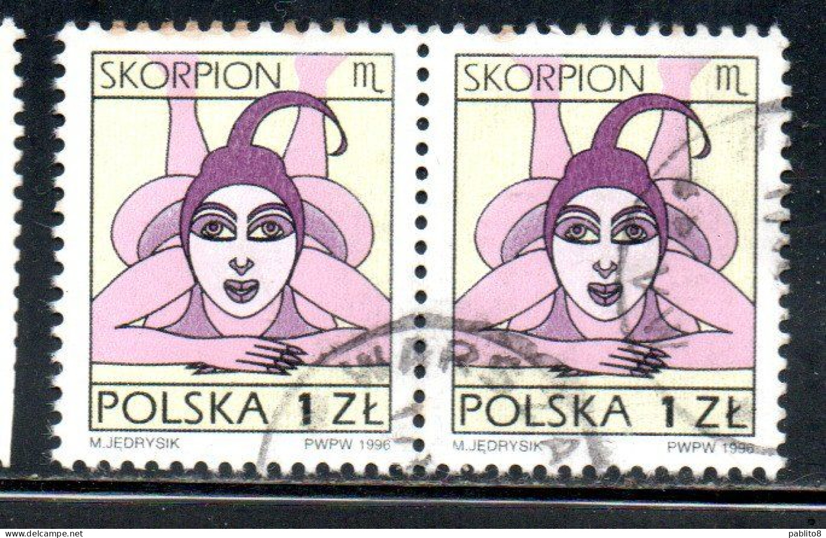 POLONIA POLAND POLSKA 1996 SIGNS OF THE ZODIAC SCORPIO 1z USED USATO OBLITERE' - Gebraucht