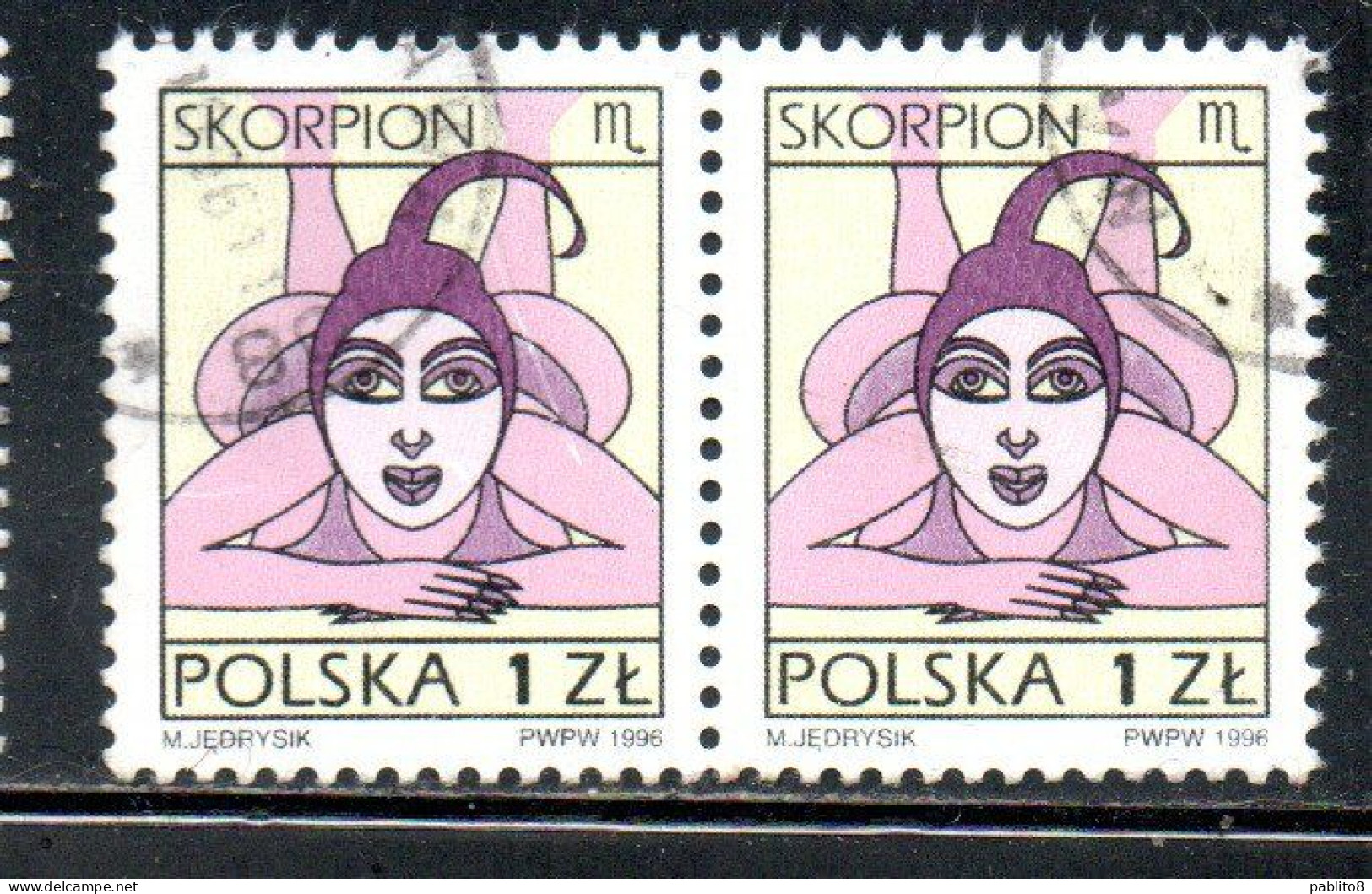 POLONIA POLAND POLSKA 1996 SIGNS OF THE ZODIAC SCORPIO 1z USED USATO OBLITERE' - Usados