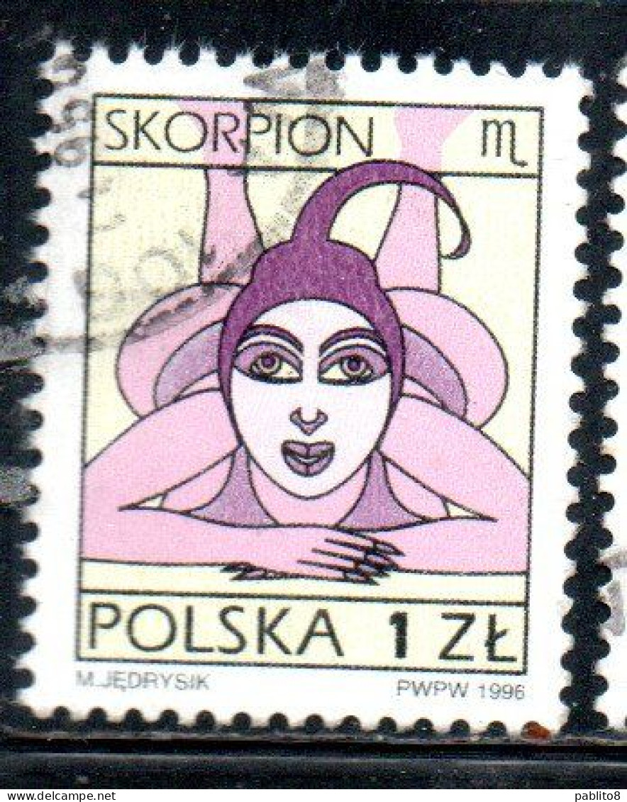 POLONIA POLAND POLSKA 1996 SIGNS OF THE ZODIAC SCORPIO 1z USED USATO OBLITERE' - Usati