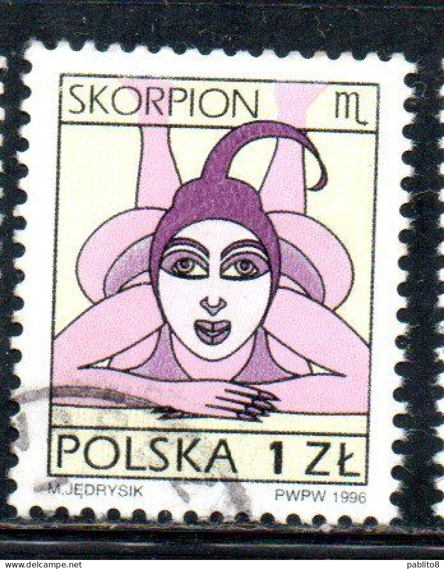 POLONIA POLAND POLSKA 1996 SIGNS OF THE ZODIAC SCORPIO 1z USED USATO OBLITERE' - Oblitérés