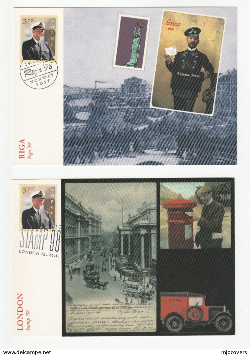 Historic POST VAN POSTMEN 2 Diff  NORWAY EXHIBITION Cards Cover Stamps Postcard - Brieven En Documenten